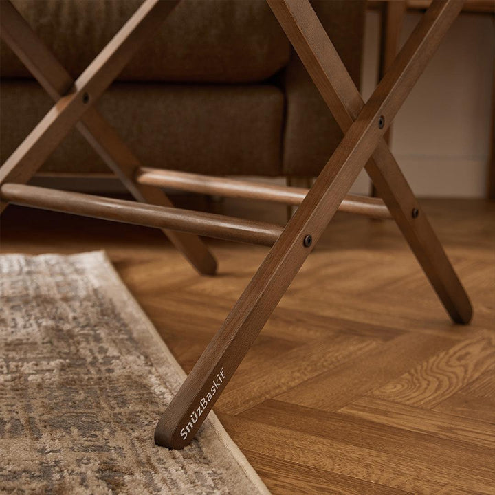 SnuzBaskit Graphite Moses Basket + Walnut Stand - Graphite / Walnut-Moses Baskets-Graphite / Walnut- | Natural Baby Shower