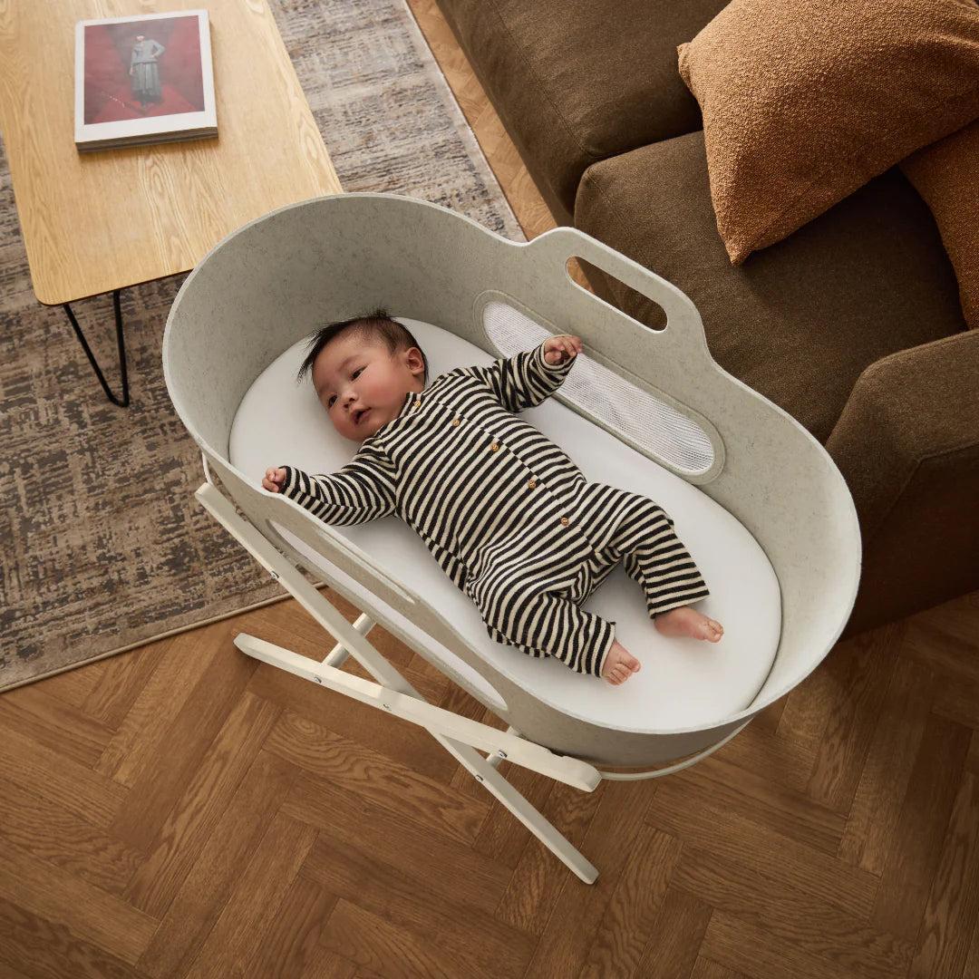 SnuzBaskit Barley Moses Basket & Cashmere Stand Set - Barley / Cashmere-Moses Baskets-Barley / Cashmere- | Natural Baby Shower