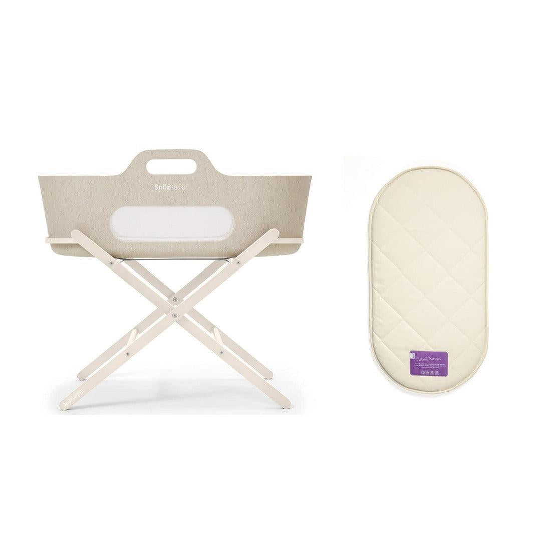 SnuzBaskit Moses Basket & Stand Set - Barley / Cashmere-Moses Baskets-Barley / Cashmere-SnuzBaskit Natural Moses Basket Mattress | Natural Baby Shower