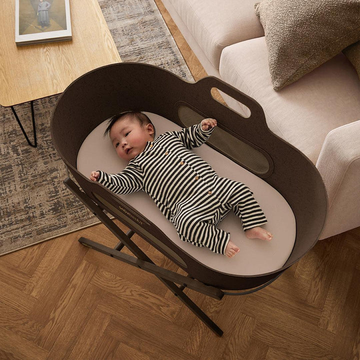 SnuzBaskit Moses Basket & Stand Set - Chocolate-Moses Baskets-Standard Mattress- | Natural Baby Shower