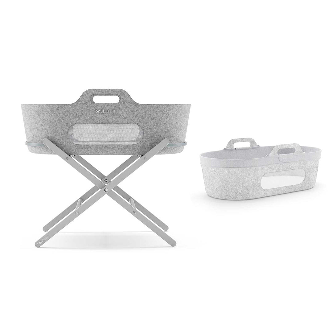 SnuzBaskit Moses Basket + Stand Set - Dove Grey/Light Grey-Moses Baskets-With Basket Liner- | Natural Baby Shower