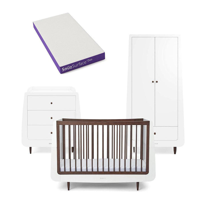Snuzkot 3 Piece Nursery Furniture Set - The Natural Edit - Ebony-Nursery Sets-Ebony-Snuz Surface Duo Dual-Sided Cot Mattress | Natural Baby Shower