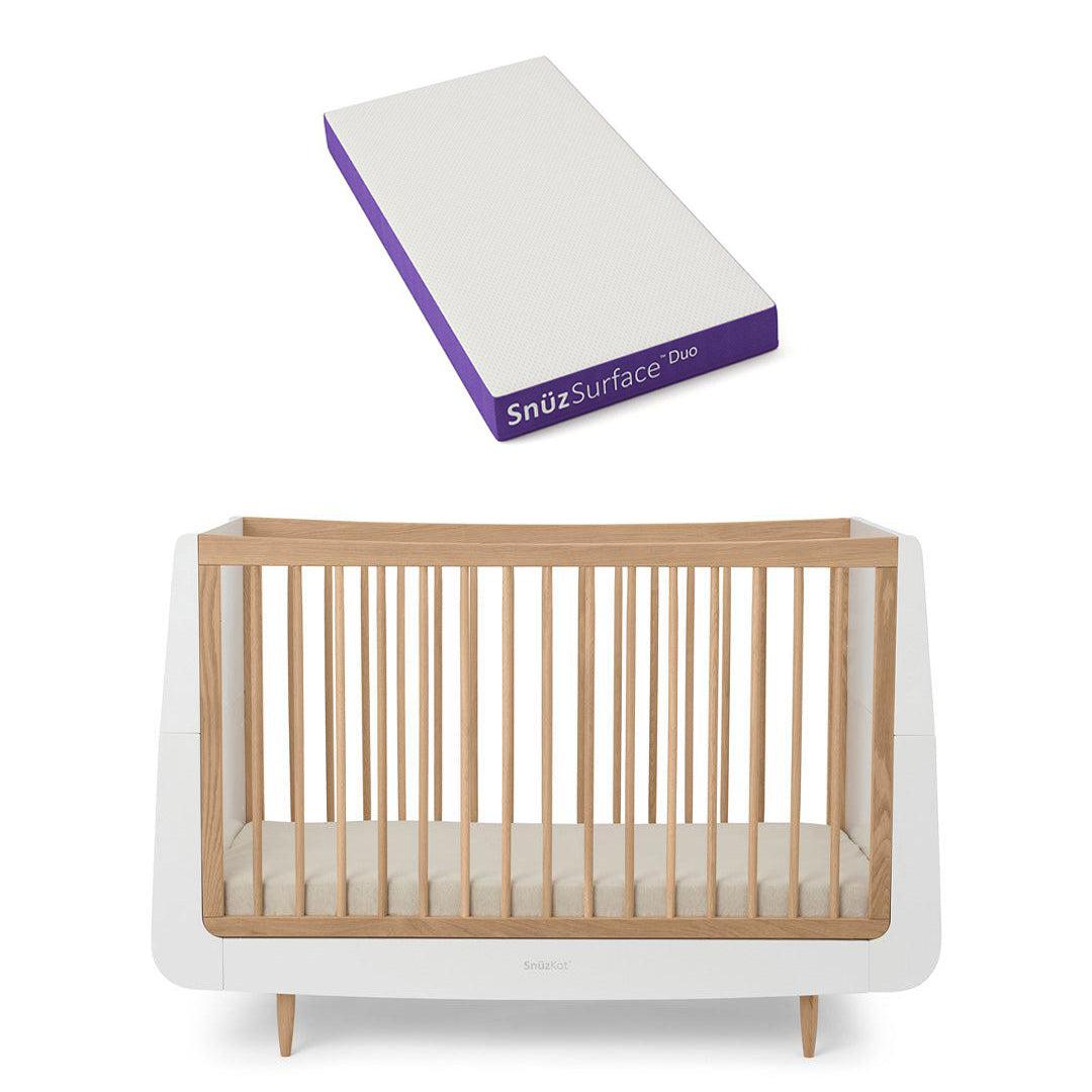 Snuzkot Cot Bed - The Natural Edit - Oak-Cot Beds-Oak-Snuz Surface Duo Dual-Sided Cot Mattress | Natural Baby Shower