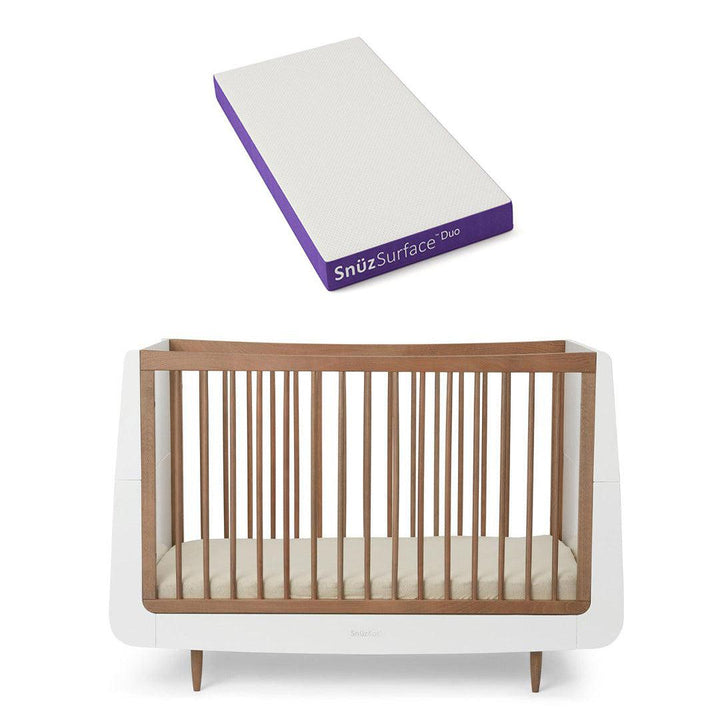 Snuzkot Cot Bed - The Natural Edit - Walnut-Cot Beds-Walnut-Snuz Surface Duo Dual-Sided Cot Mattress | Natural Baby Shower