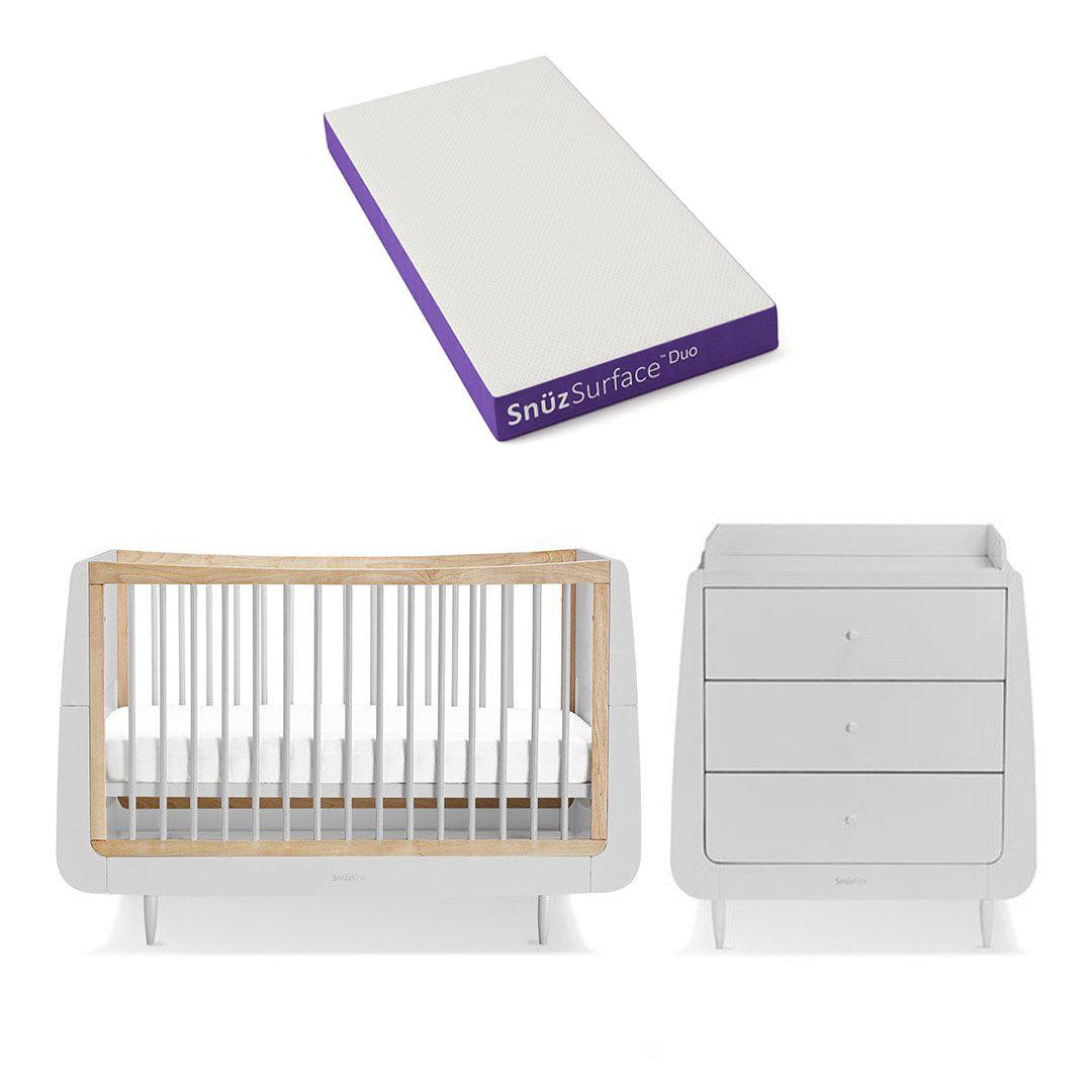 SnuzKot Skandi 2 Piece Nursery Furniture Set - Skandi Grey-Nursery Sets-Skandi Grey-Snuz Surface Duo Dual-Sided Cot Mattress | Natural Baby Shower