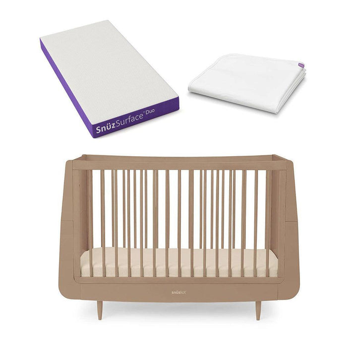 SnuzKot Skandi Cot Bed - Mocha-Cot Beds-Mocha-Snuz Surface Duo Dual-Sided Cot Mattress | Natural Baby Shower