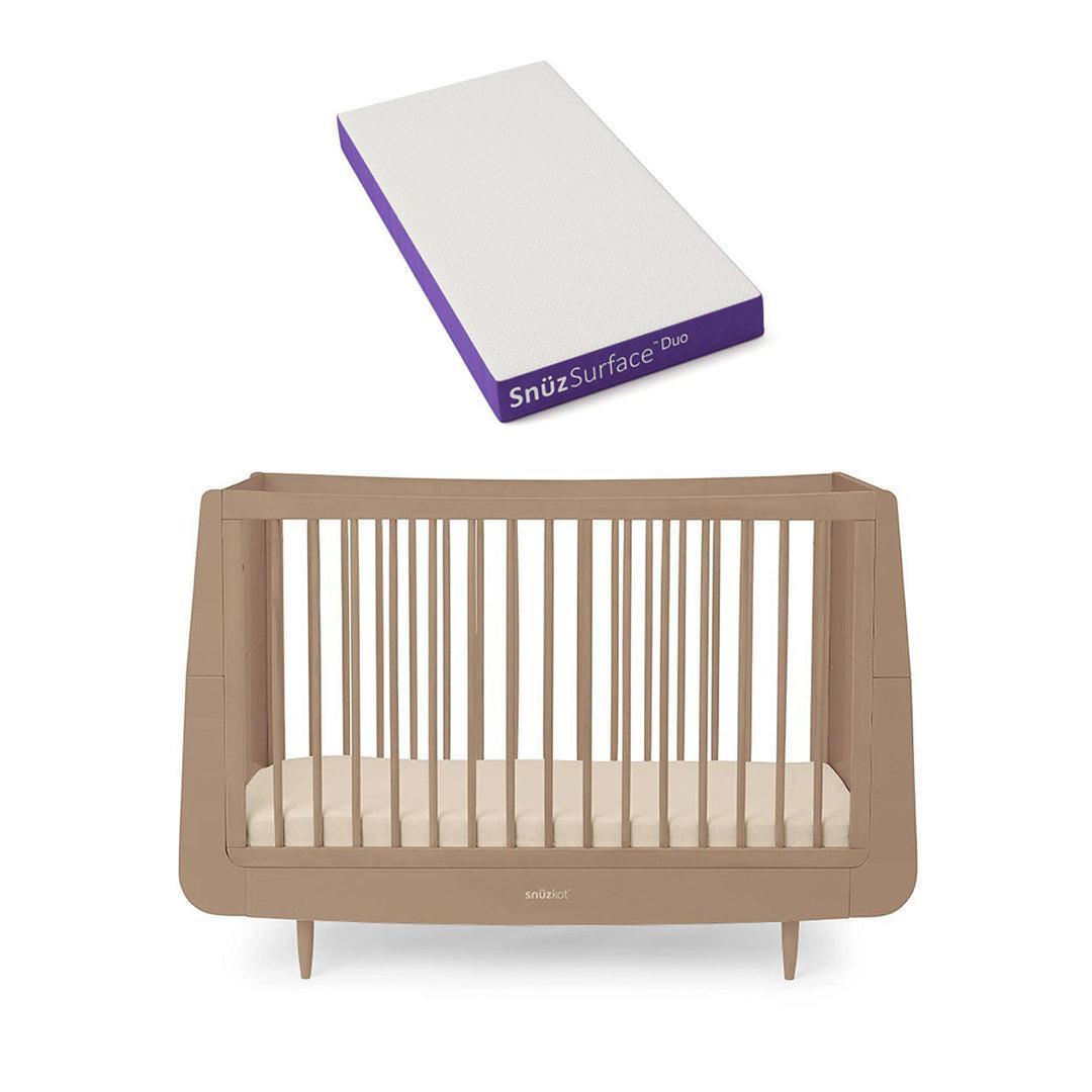 SnuzKot Skandi Cot Bed - Mocha-Cot Beds-Mocha-Snuz Surface Duo Dual-Sided Cot Mattress | Natural Baby Shower