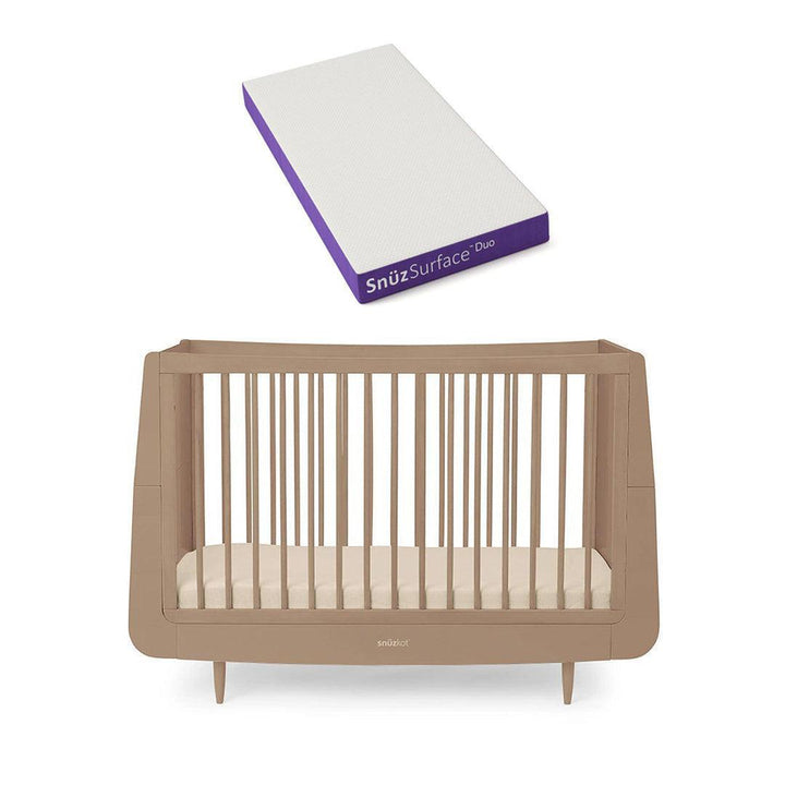 SnuzKot Skandi Cot Bed - Mocha-Cot Beds-Mocha-Snuz Surface Duo Dual-Sided Cot Mattress | Natural Baby Shower