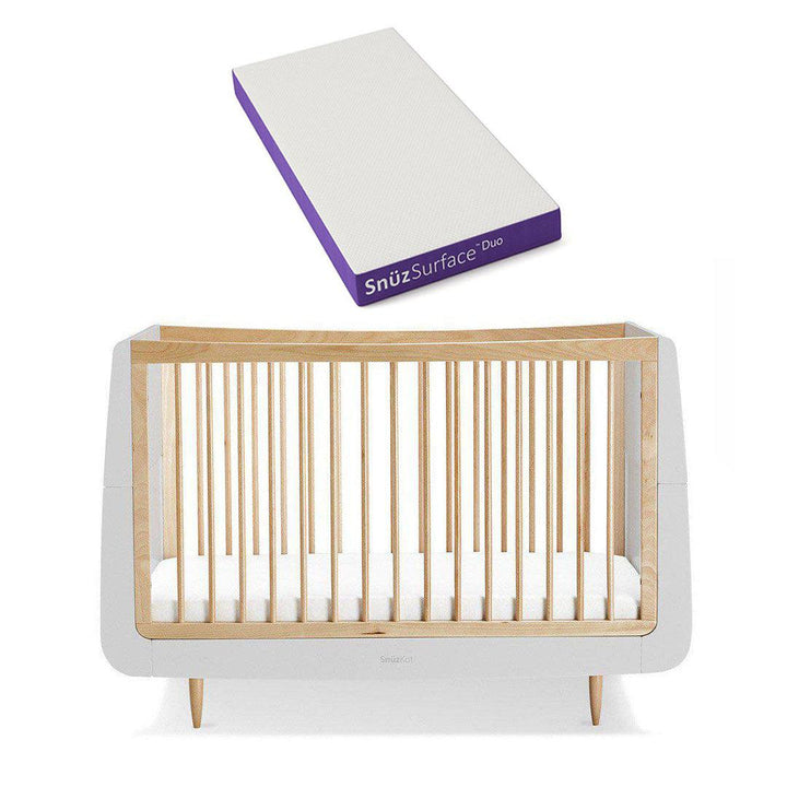 SnuzKot Skandi Cot Bed - Skandi Natural-Cot Beds-Skandi Natural-Snuz Surface Duo Dual-Sided Cot Mattress | Natural Baby Shower