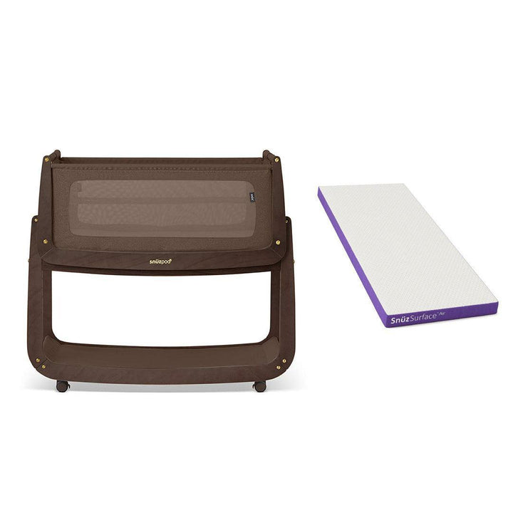 SnuzPod 5 Bedside Crib - Chocolate-Bedside Cribs-Chocolate-SnuzSurface Air Crib Mattress | Natural Baby Shower