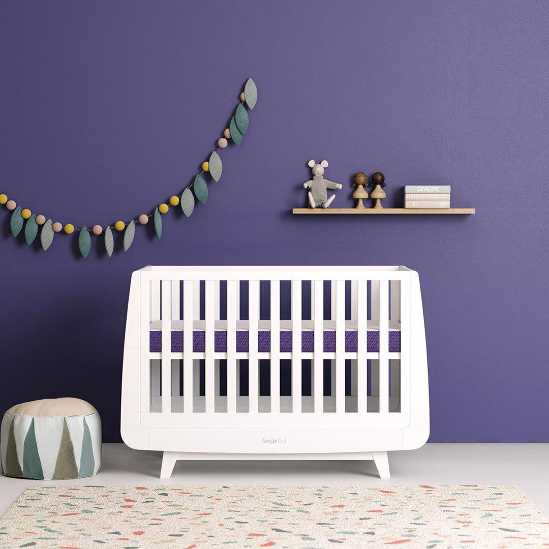 Snuzkot Cot Bed Funky Style in Sleek White Natural Baby Shower