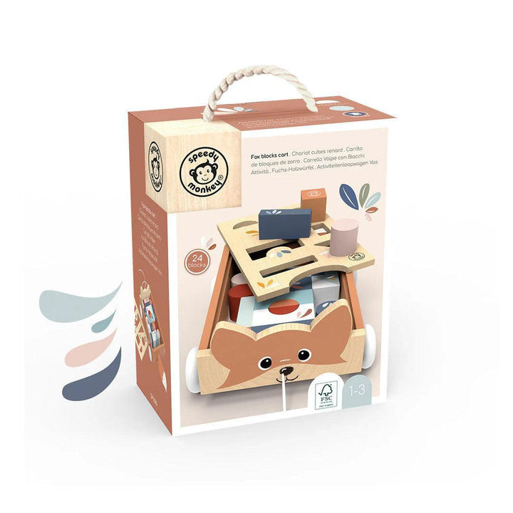 Speedy Monkey Fox Blocks Cart-Pull-Alongs- | Natural Baby Shower