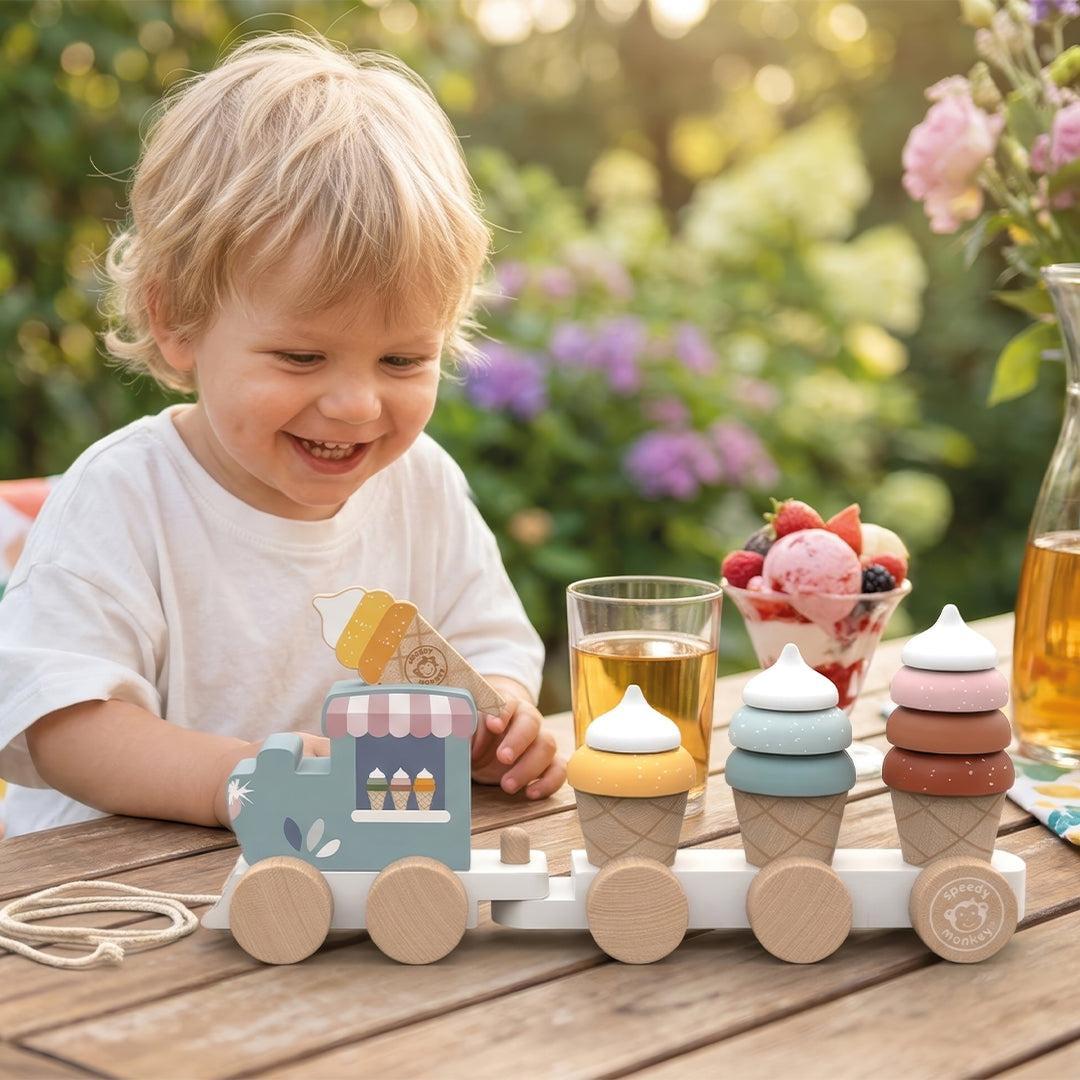 Speedy Monkey Ice Cream Train-Pull-Alongs- | Natural Baby Shower