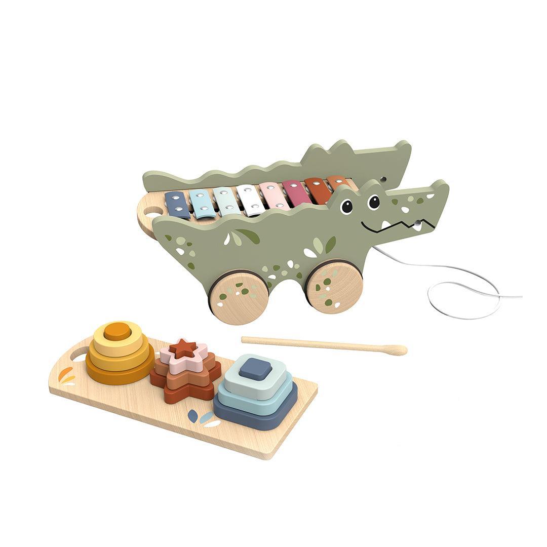 Speedy Monkey Xylo Pull Along Crocodile + Activity Board-Stacking Toys- | Natural Baby Shower