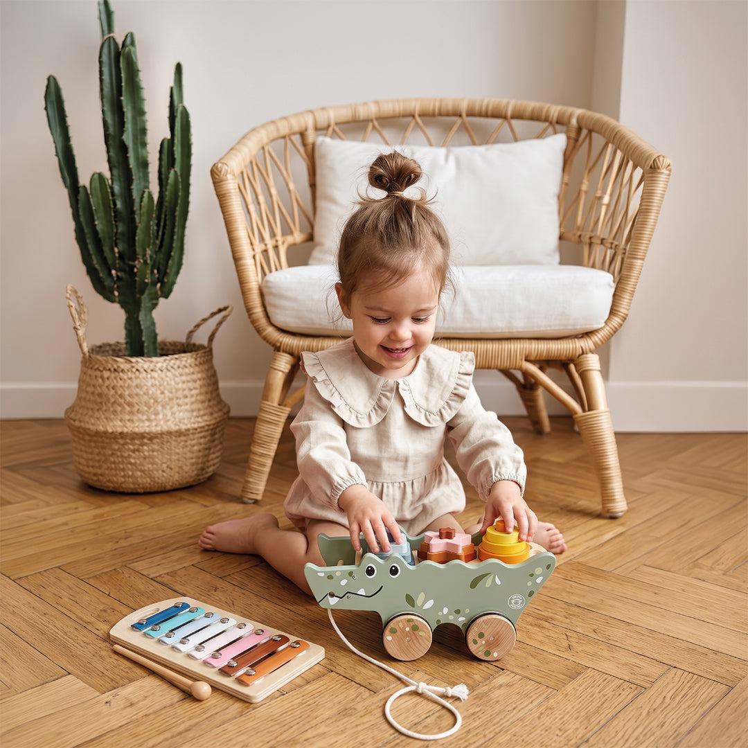 Speedy Monkey Xylo Pull Along Crocodile + Activity Board-Stacking Toys- | Natural Baby Shower