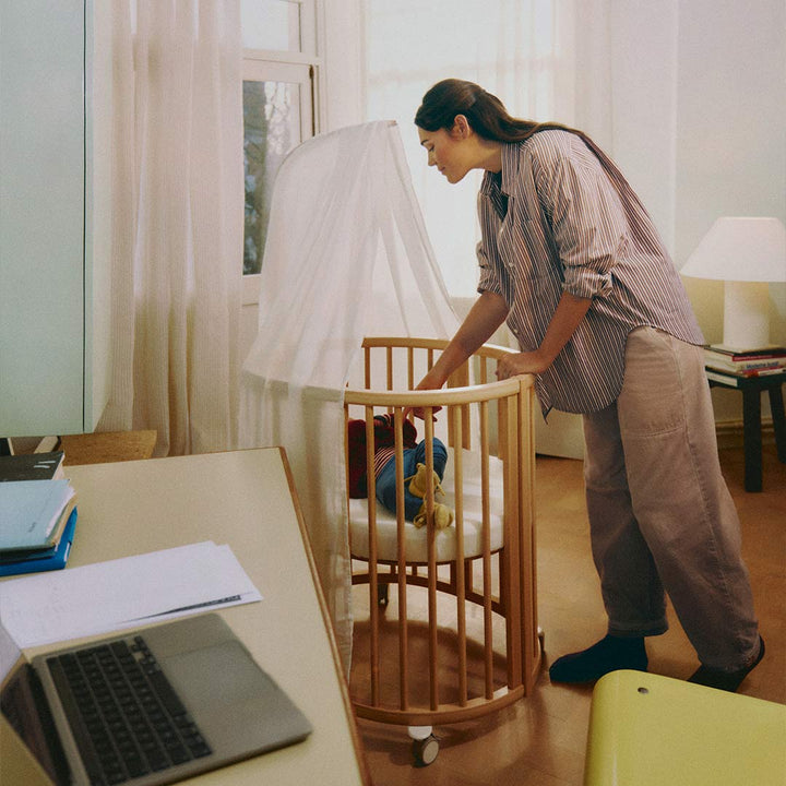 Stokke Sleepi V3 Mini Crib - Warm Brown-Cot Beds-No Mattress- | Natural Baby Shower