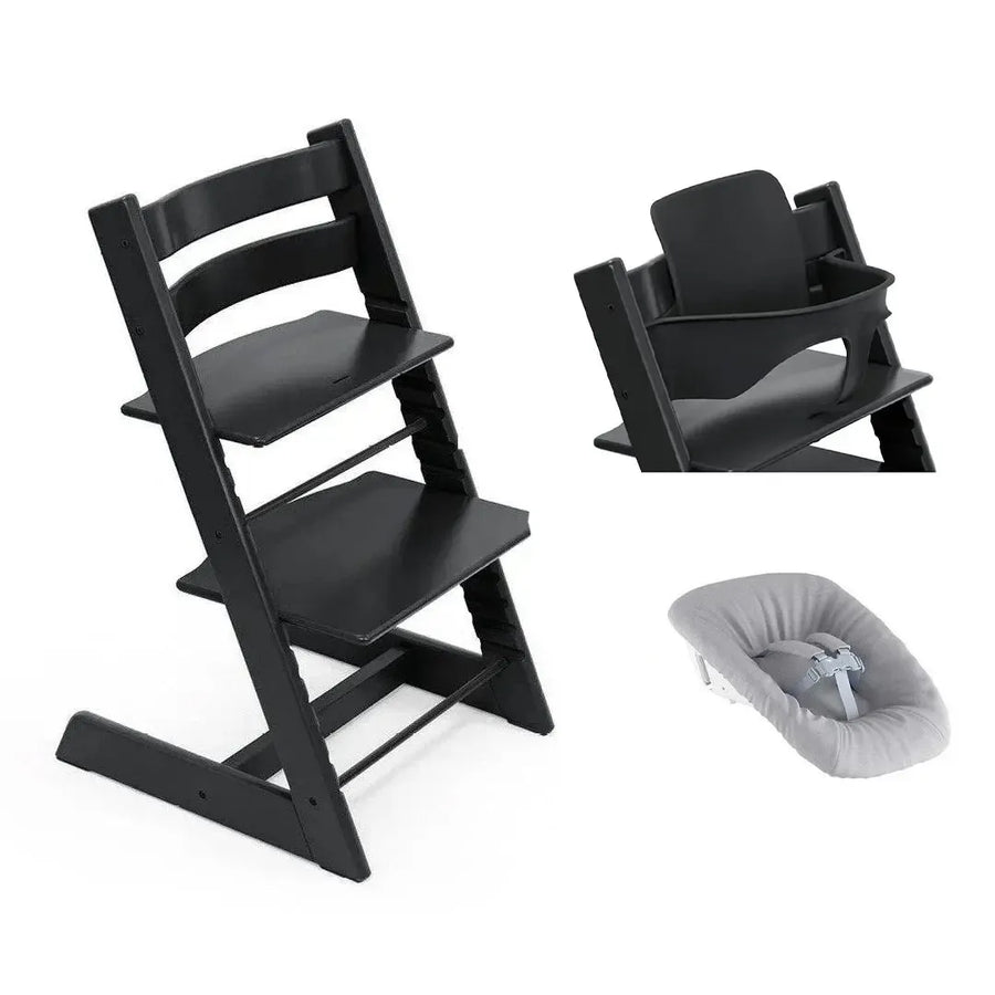 Stokke Tripp Trapp Highchair Bundle + Newborn Set - Black-Highchairs-Black- | Natural Baby Shower