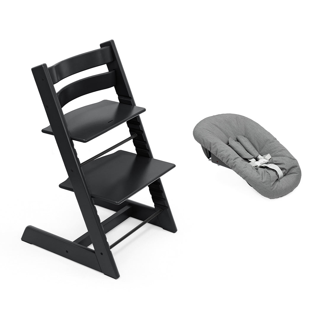 Stokke Tripp Trapp Highchair + Newborn Set-Highchairs-Black-Anthracite | Natural Baby Shower