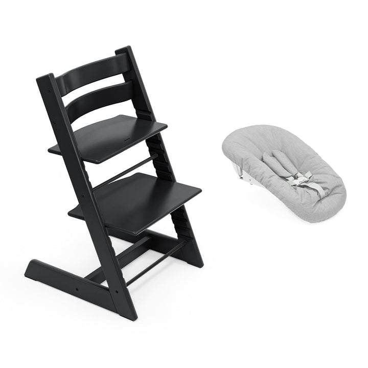 Stokke Tripp Trapp Highchair + Newborn Set-Highchairs-Black-Grey | Natural Baby Shower