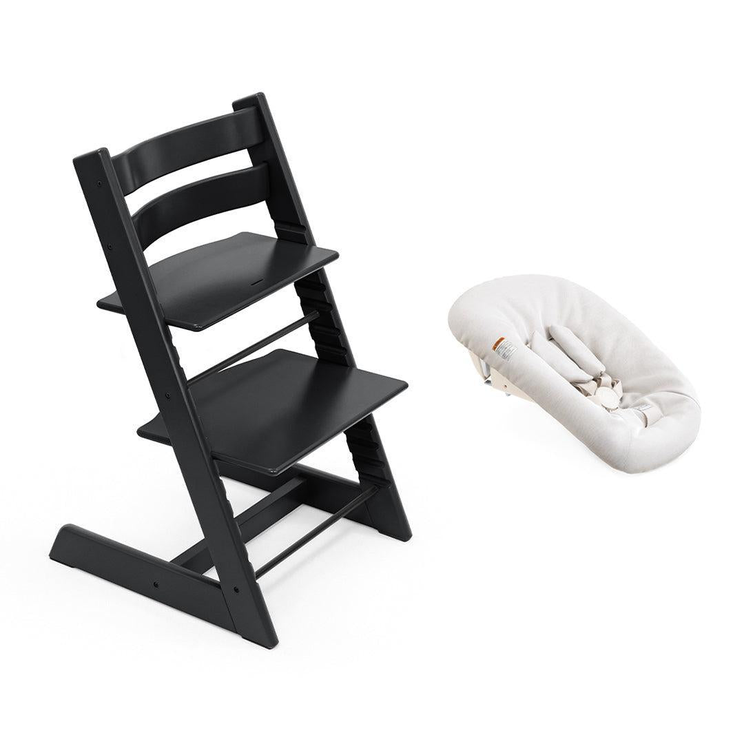 Stokke Tripp Trapp Highchair + Newborn Set-Highchairs-Black-Vanilla White | Natural Baby Shower