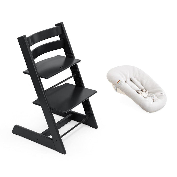 Stokke Tripp Trapp Highchair + Newborn Set-Highchairs-Black-Vanilla White | Natural Baby Shower