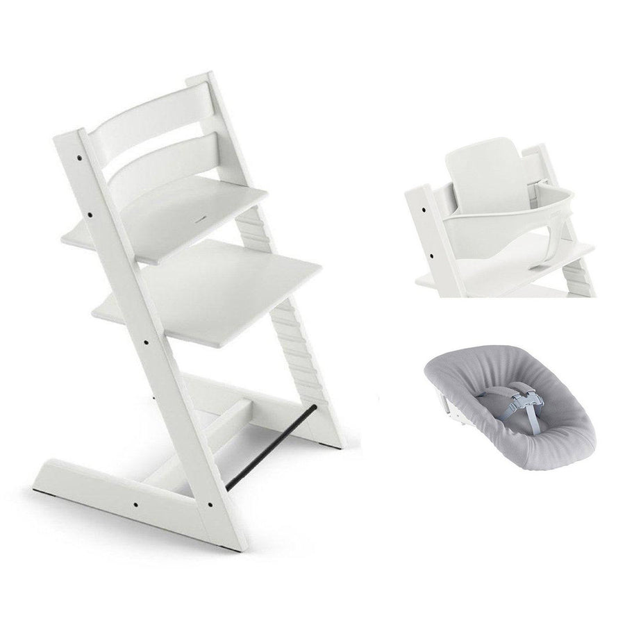 Stokke Tripp Trapp Highchair Newborn + Baby Set Bundle - White-Highchairs- | Natural Baby Shower