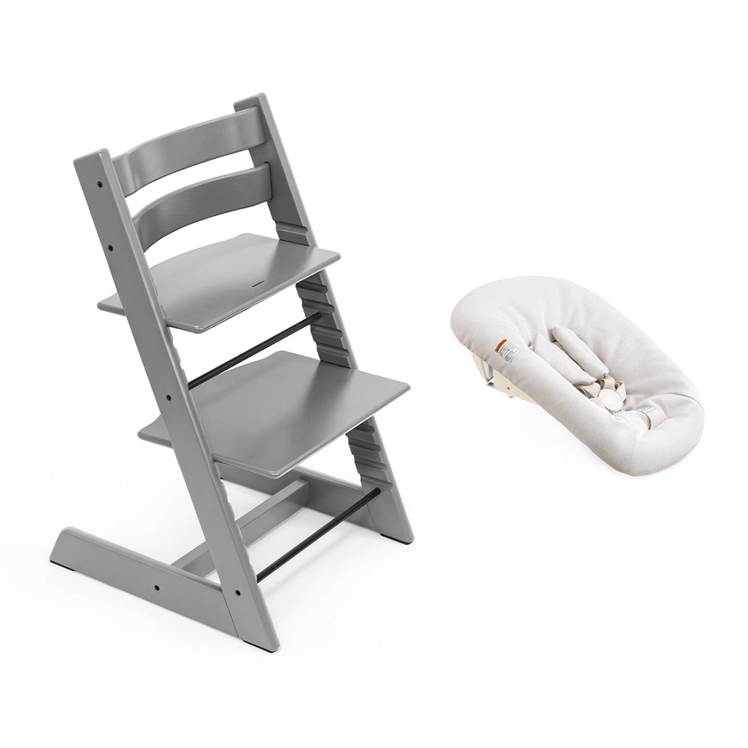 Stokke Tripp Trapp Highchair + Newborn Set-Highchairs-Storm Grey-Vanilla White | Natural Baby Shower