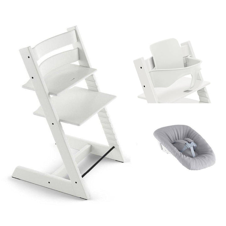 Stokke Tripp Trapp Highchair Newborn + Baby Set Bundle - White - 2024-Highchairs-White- | Natural Baby Shower
