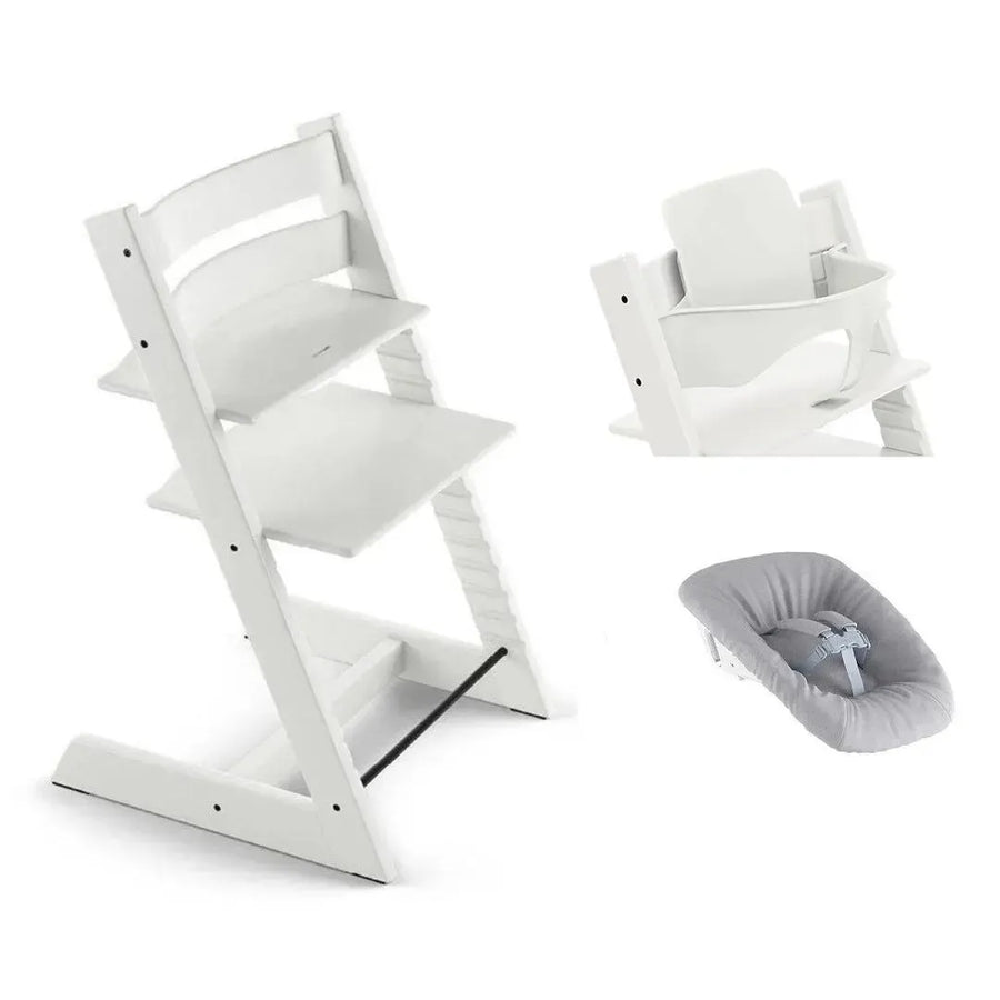 Stokke Tripp Trapp Highchair Bundle + Newborn Set - White-Highchairs-White- | Natural Baby Shower