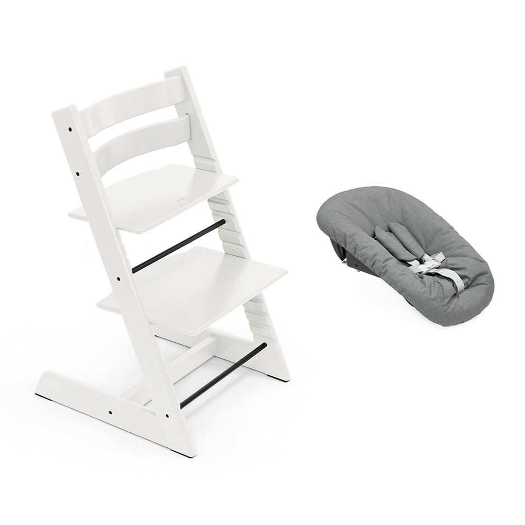 Stokke Tripp Trapp Highchair + Newborn Set-Highchairs-White-Anthracite | Natural Baby Shower