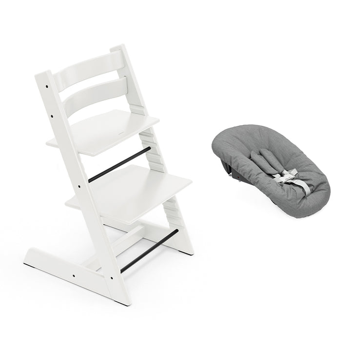 Stokke Tripp Trapp Highchair + Newborn Set-Highchairs-White-Anthracite | Natural Baby Shower