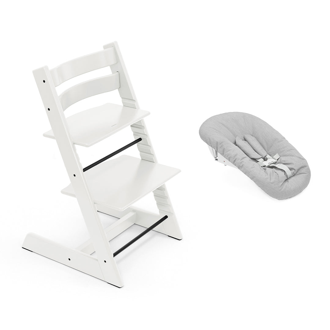 Stokke Tripp Trapp Highchair + Newborn Set-Highchairs-White-Grey | Natural Baby Shower