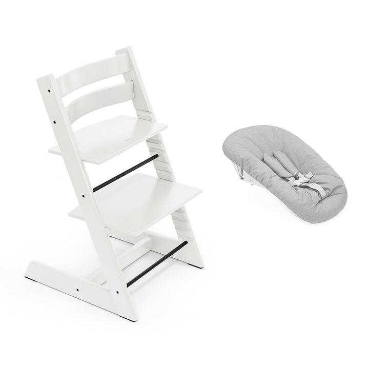 Stokke Tripp Trapp Highchair + Newborn Set-Highchairs-White-Grey | Natural Baby Shower