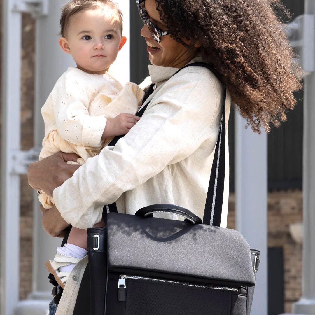Storksak St James Scuba Changing Bag - Black - Silver-Changing Bags-Black/Silver- | Natural Baby Shower