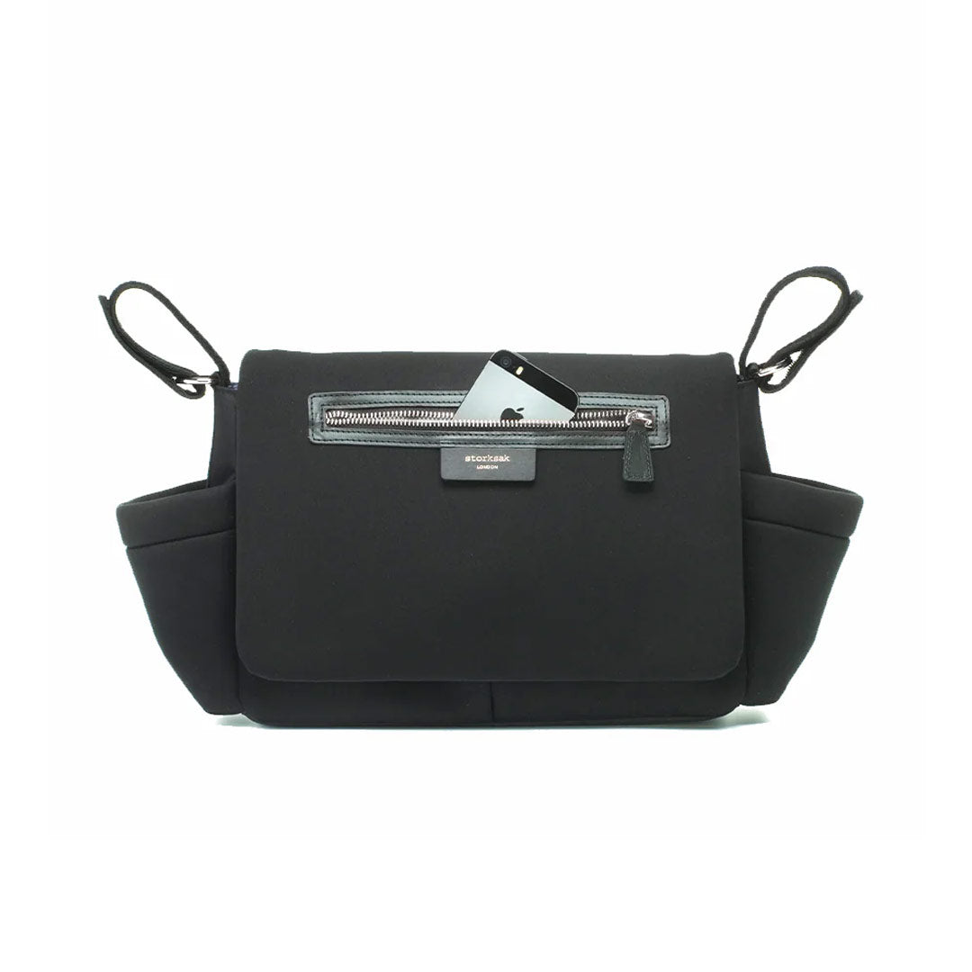 Storksak Stroller Organiser - Luxe - Black + Silver-Stroller Organisers- | Natural Baby Shower