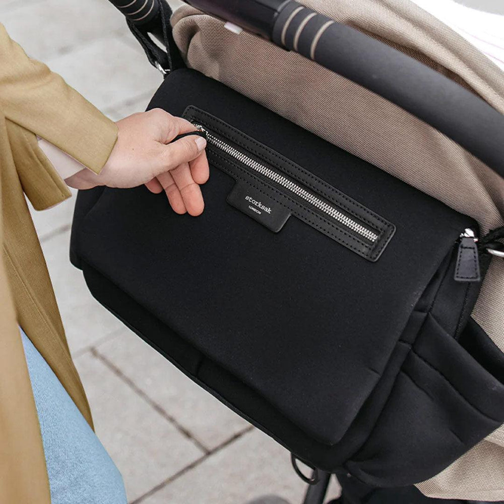 Storksak Stroller Organiser - Luxe - Black + Silver-Stroller Organisers- | Natural Baby Shower