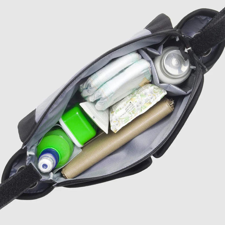 Storksak Stroller Organiser - Luxe - Black + Silver-Stroller Organisers- | Natural Baby Shower