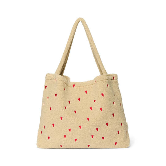 Studio Noos Ecru Teddy Hearts Mom Bag - Ecru-Changing Bags-Ecru-58cm X 42cm | Natural Baby Shower