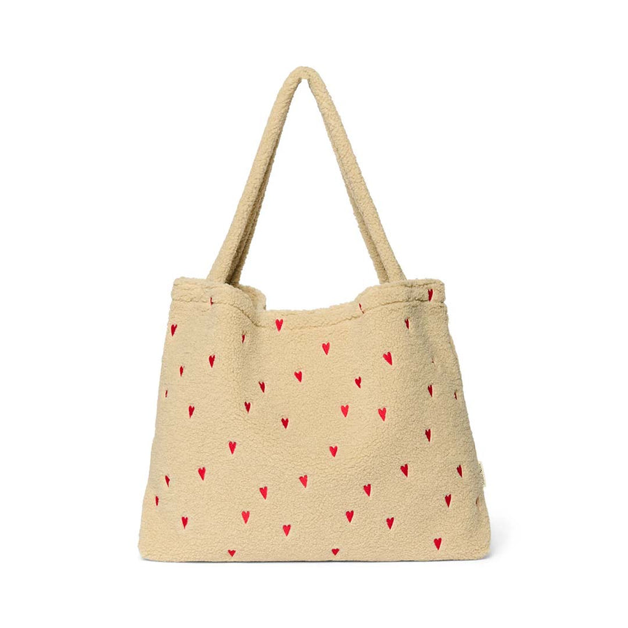 Studio Noos Ecru Teddy Hearts Mom Bag - Ecru-Changing Bags-Ecru-58cm X 42cm | Natural Baby Shower