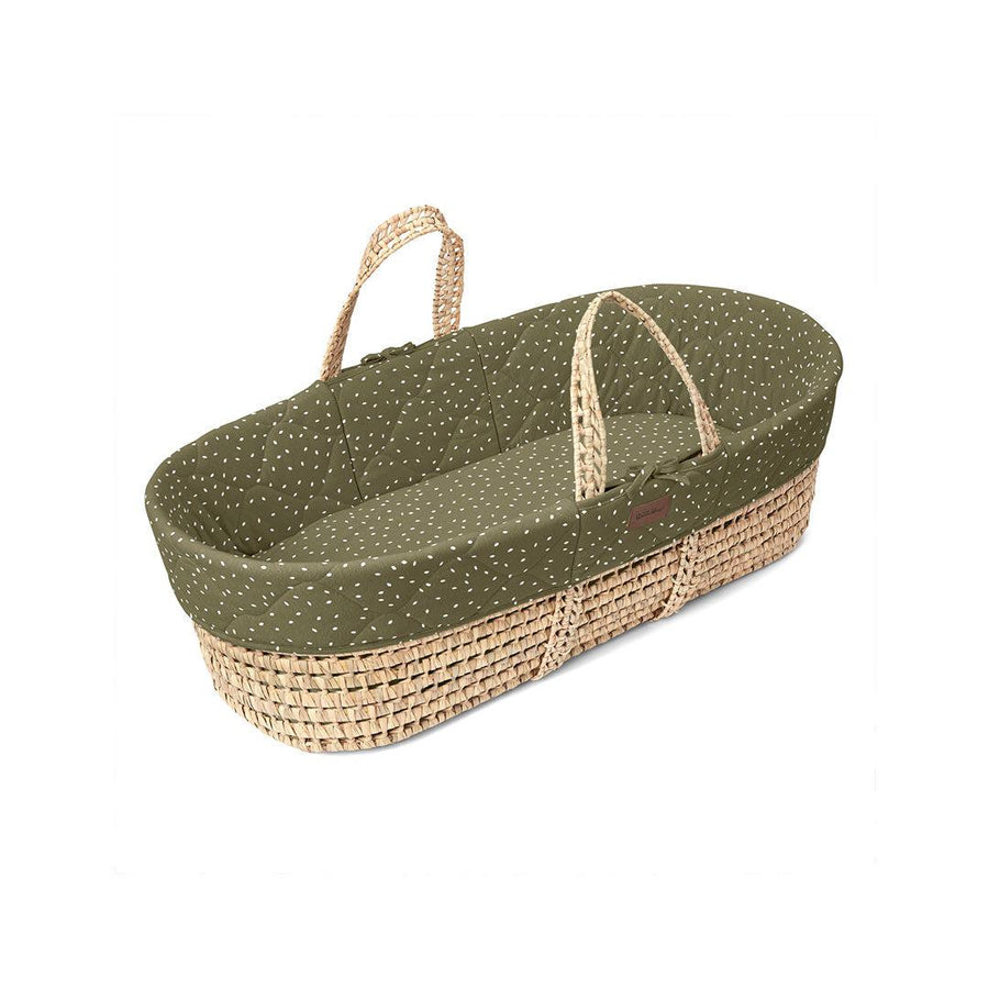 The Little Green Sheep Natural Quilted Moses Basket + Mattress - Juniper Rice Print-Moses Baskets-Juniper Rice Print-No Stand | Natural Baby Shower