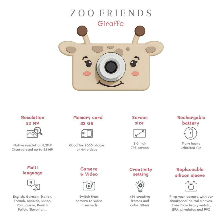 The Zoofamily Zoo Friends Digital Camera - Giraffe-Role Play-Giraffe-One Size | Natural Baby Shower