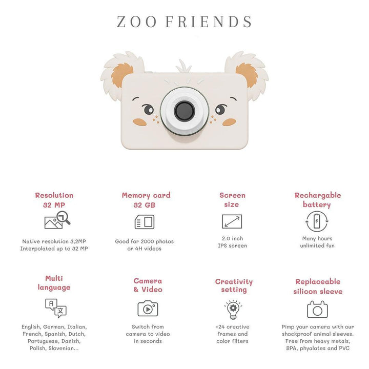The Zoofamily Zoo Friends Digital Camera - Koala-Role Play-Koala-One Size | Natural Baby Shower