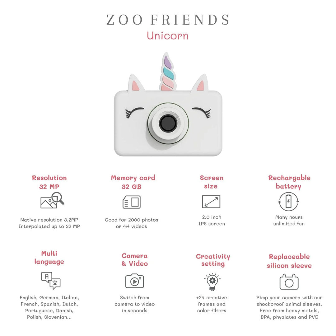 The Zoofamily Zoo Friends Digital Camera - Unicorn-Role Play-Unicorn-One Size | Natural Baby Shower