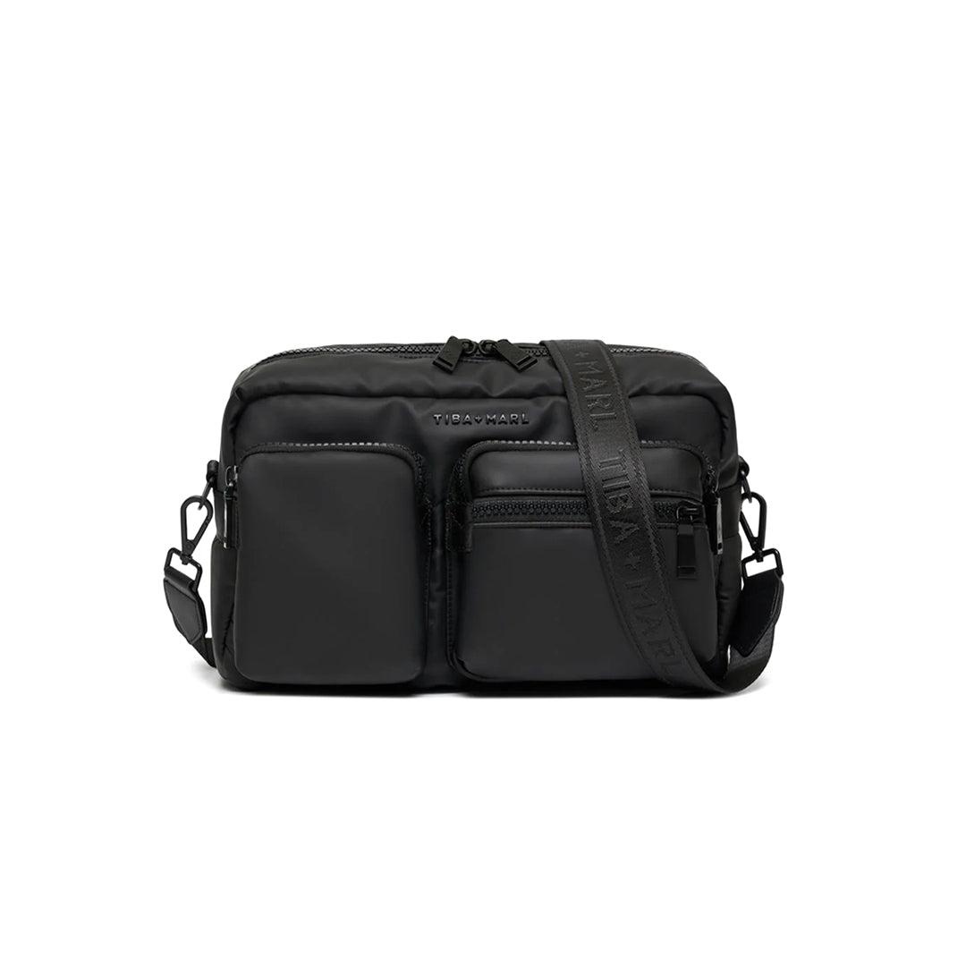 Tiba + Marl Axel Rubberised Cross Body Buggy Organiser - Black-Stroller Organisers-Black- | Natural Baby Shower