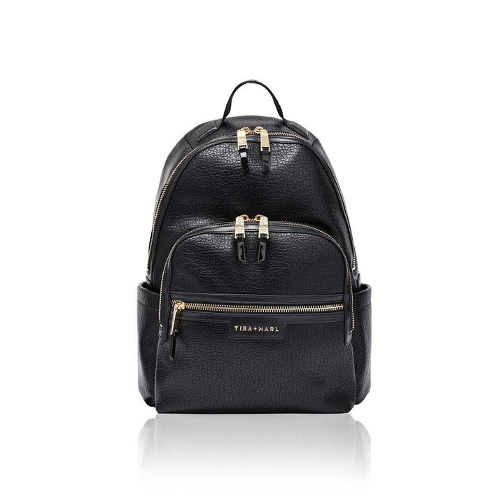 Tiba + Marl Elwood Twin Changing Backpack - Black + Gold-Changing Bags-Black + Gold- | Natural Baby Shower
