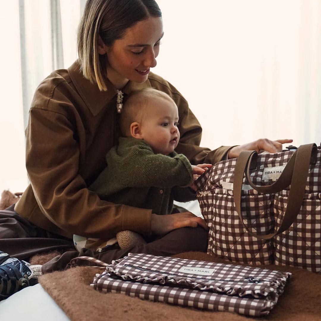 TIBA + MARL Etta Changing Clutch - Brown Gingham-Mini Bags-Brown Gingham- | Natural Baby Shower