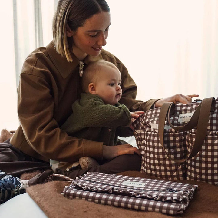 TIBA + MARL Etta Changing Clutch - Brown Gingham-Mini Bags-Brown Gingham- | Natural Baby Shower