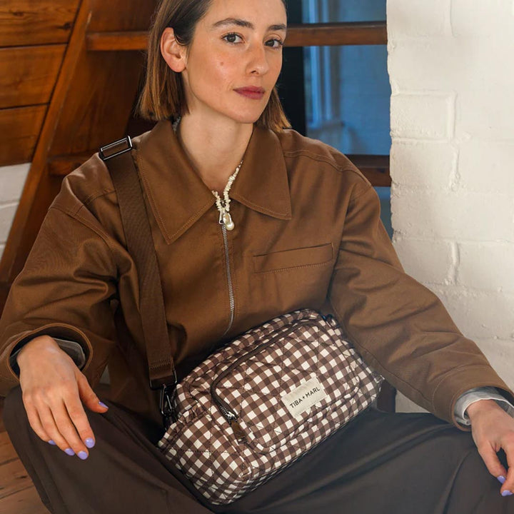 TIBA + MARL Inka Stroller Organiser - Brown Gingham-Stroller Organisers- | Natural Baby Shower