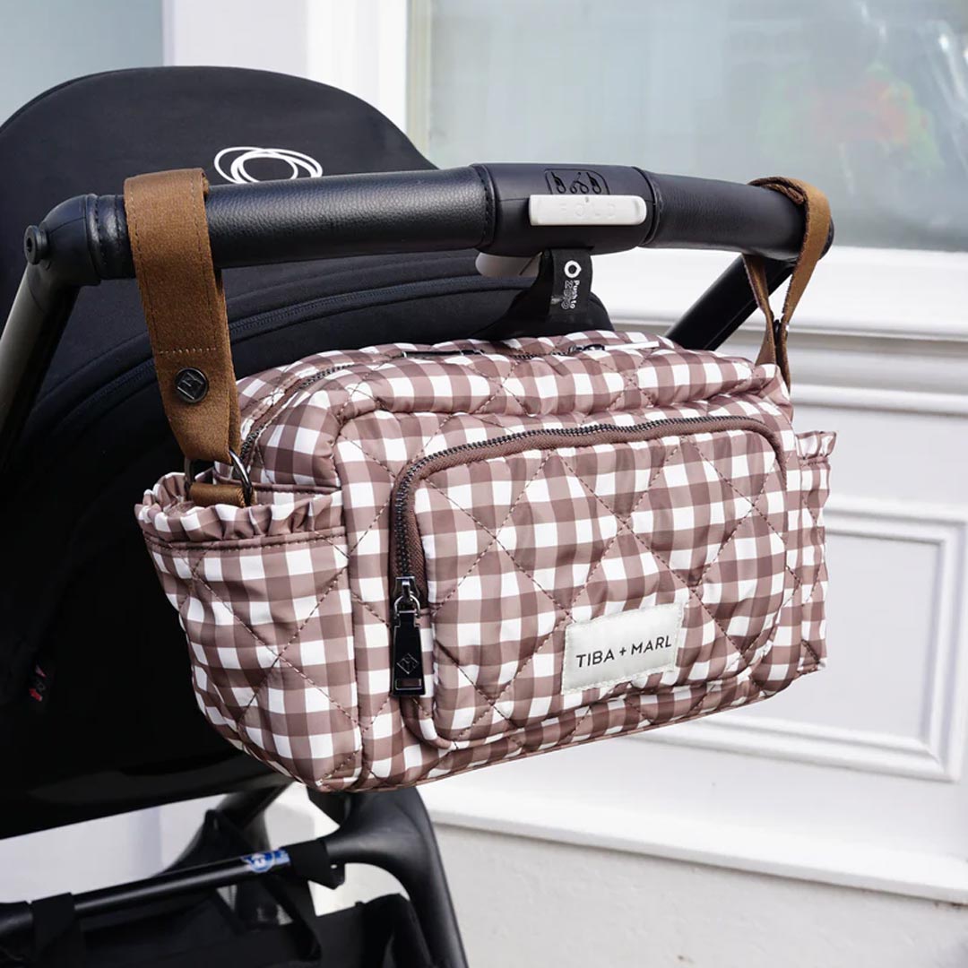 TIBA + MARL Inka Stroller Organiser - Brown Gingham-Stroller Organisers- | Natural Baby Shower