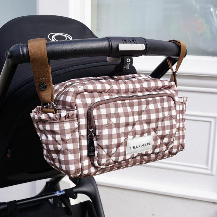 TIBA + MARL Inka Stroller Organiser - Brown Gingham-Stroller Organisers- | Natural Baby Shower